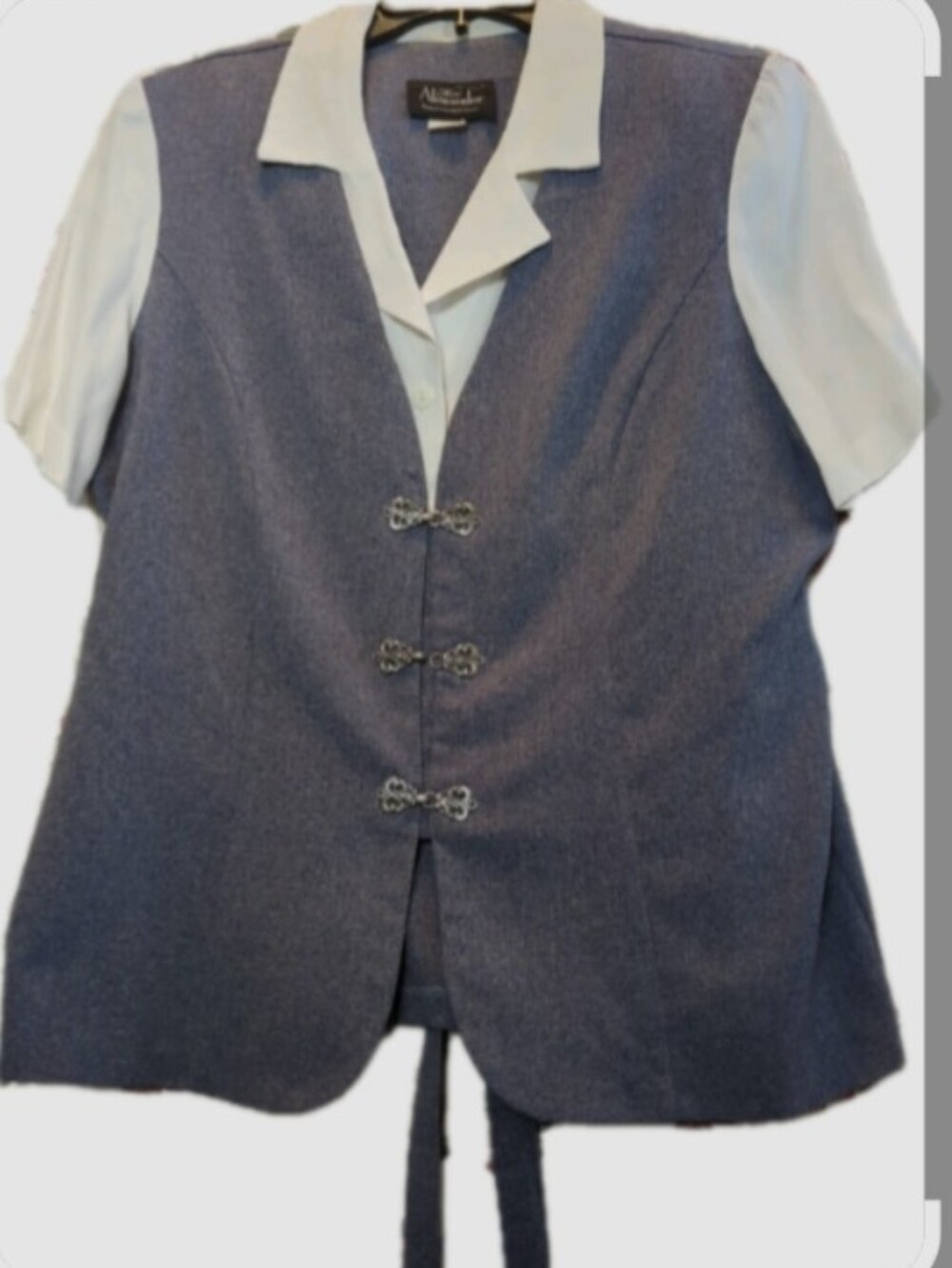 Tori Alexander Vintage 90s Top Vest Combo Size 16  Cottage Core Gray/White